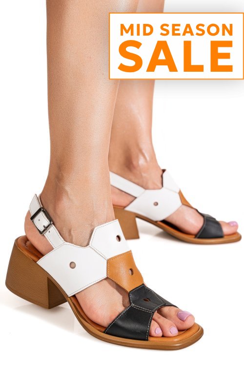 Sandale alb negru piele naturala apckd3530