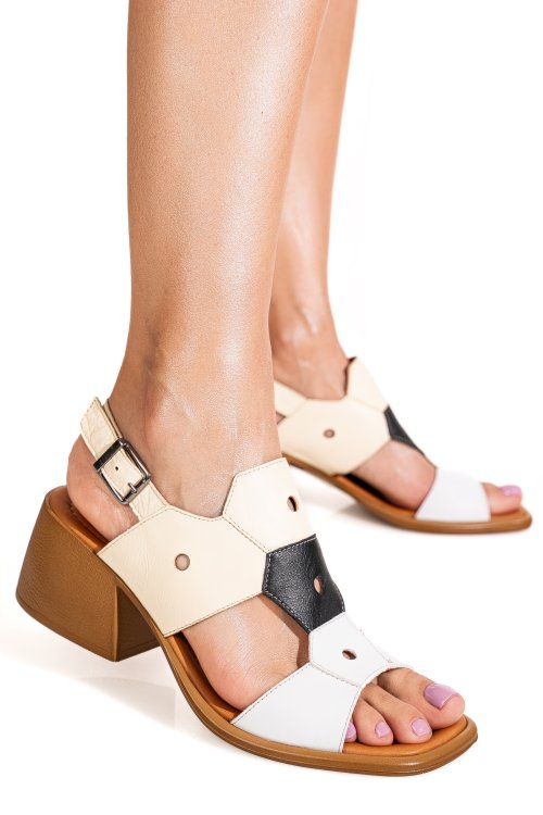Sandale alb bej piele naturala apckd3530