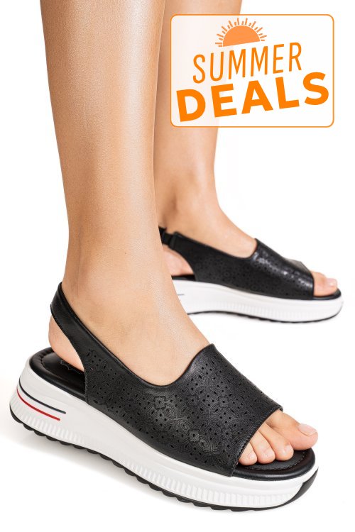 Sandale negre piele naturala tpc6034