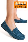 MOCASINI ALBASTRI PIELE NATURALA INTOARSA G10-A01-1