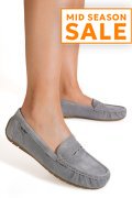 MOCASINI GRI PIELE NATURALA INTOARSA G10-A01-1