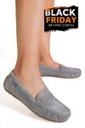 MOCASINI GRI PIELE NATURALA INTOARSA G10-A01-1
