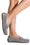 MOCASINI GRI PIELE NATURALA INTOARSA G10-A01-1