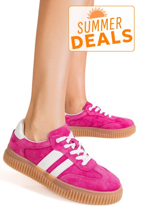 Pantofi sport fuchsia piele naturala intoarsa fsp002501