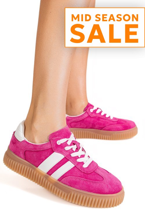 Pantofi sport fuchsia piele naturala intoarsa fsp002501
