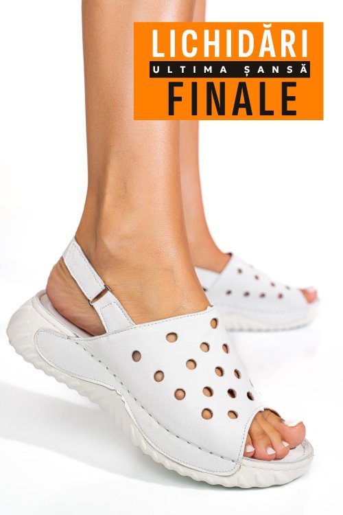 Sandale albe piele naturala 1pc512