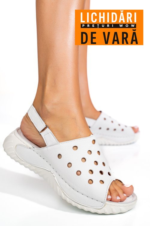 Sandale albe piele naturala 1pc512