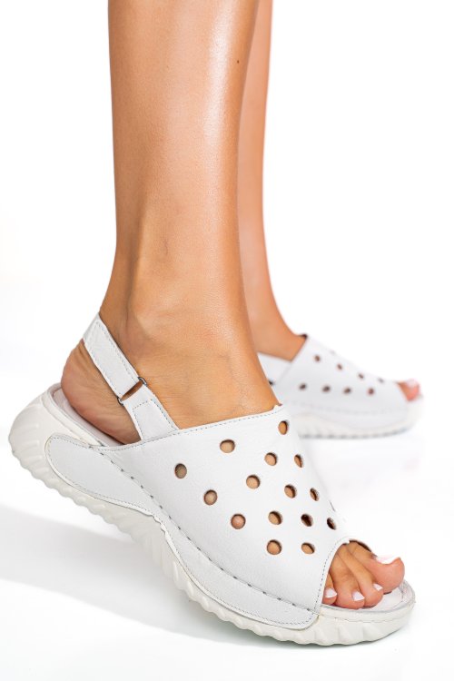 Sandale albe piele naturala 1pc512