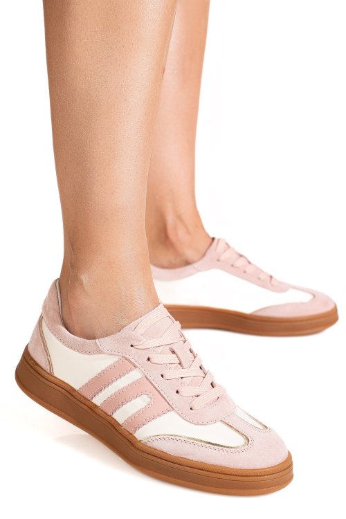 Pantofi sport roz piele naturala intoarsa fpc002559