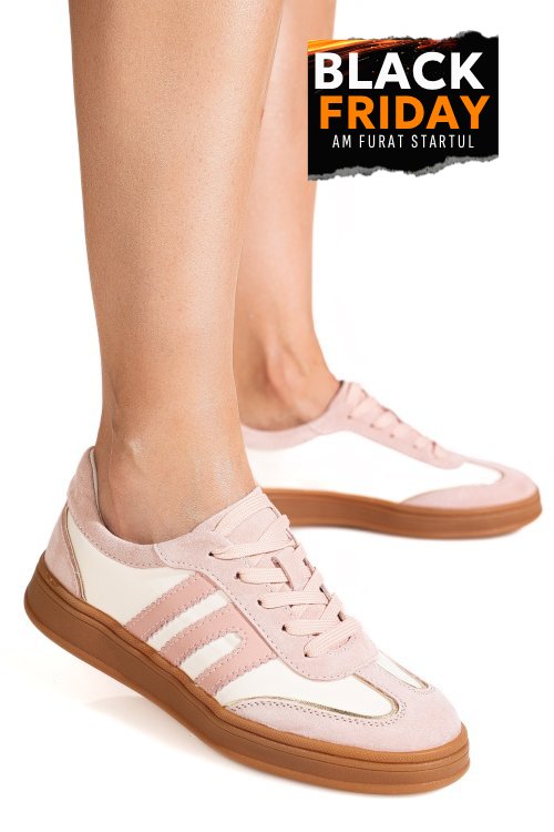 Pantofi sport roz piele naturala intoarsa fpc002559