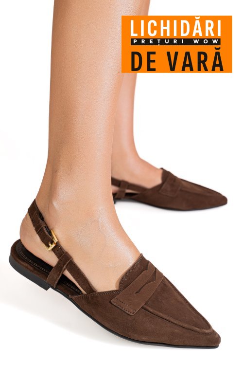 Pantofi maro piele naturala intoarsa es77m6908