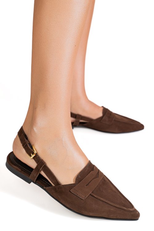 Pantofi maro piele naturala intoarsa es77m6908