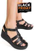 SANDALE NEGRE PIELE NATURALA LAMEZIA