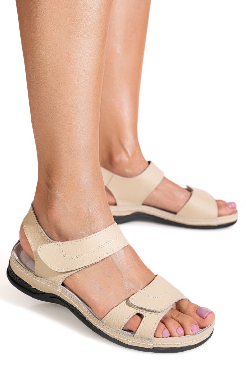 Sandale bej piele naturala 5spq22