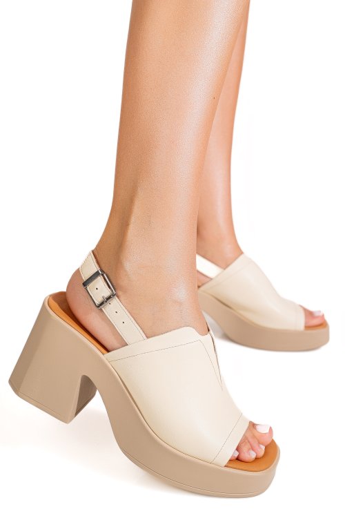 Sandale bej piele naturala akd7025