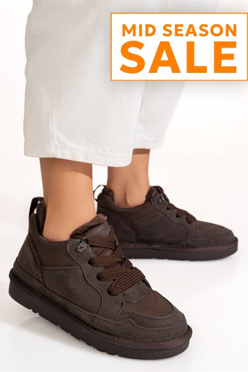 Pantofi sport maro inchis piele naturala intoarsa 1s77204