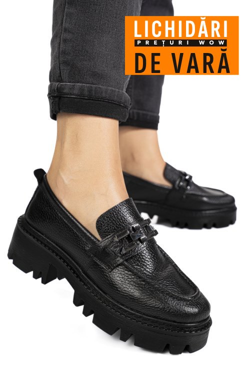 Mocasini negri piele naturala ipcbm017b