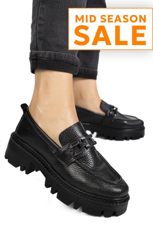 Mocasini negri piele naturala ipcbm017b