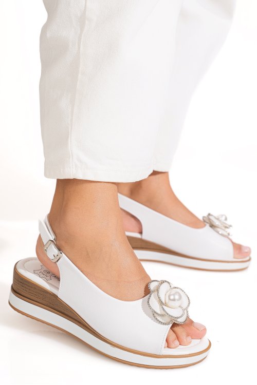 Sandale albe piele naturala gpci003