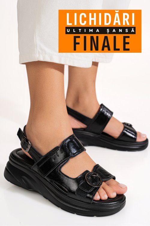 Sandale negre piele naturala tpc8059