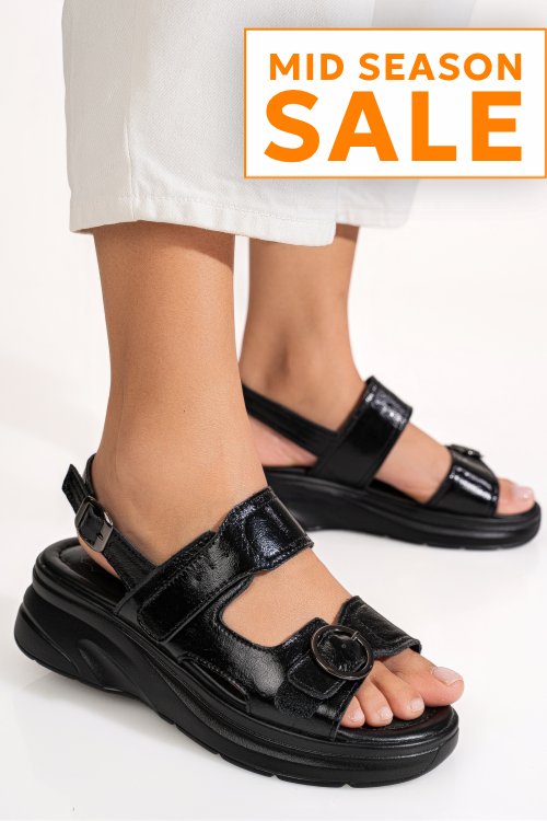 Sandale negre piele naturala tpc8059