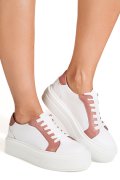 PANTOFI SPORT DAMA PIELE NATURALA ALB NUDE 3S77001