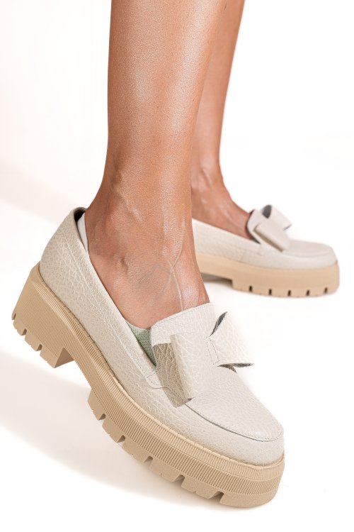 Mocasini bej piele naturala 2s77115b