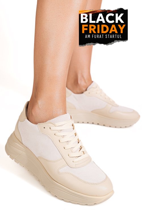 Pantofi sport bej piele naturala 3s77026