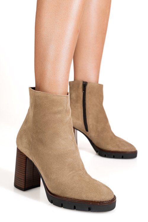 Ghete bej piele naturala intoarsa 52132454