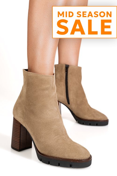 Ghete bej piele naturala intoarsa 52132454