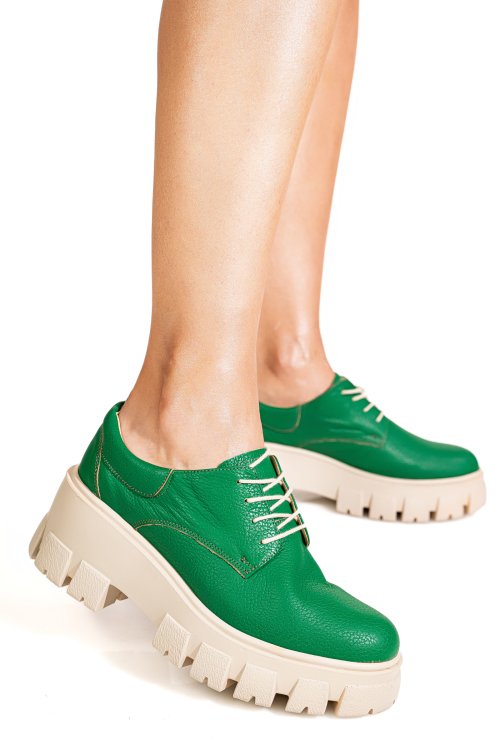 Pantofi casual femei piele naturala verzi 2s77080