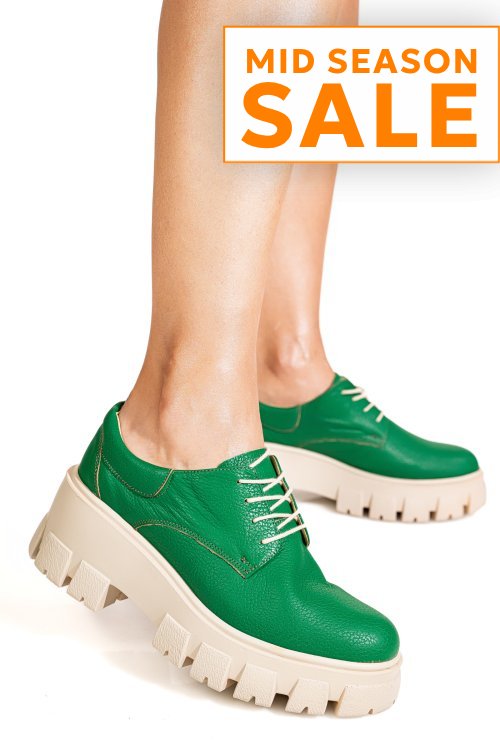 Pantofi casual femei piele naturala verzi 2s77080