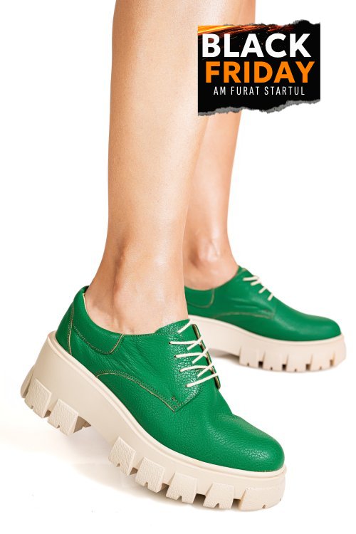Pantofi casual femei piele naturala verzi 2s77080