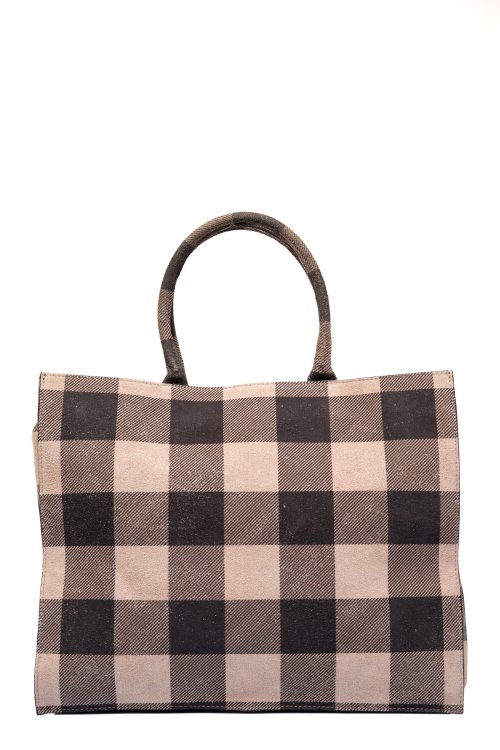 Geanta bej negru piele naturala ds26