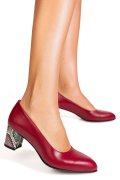 PANTOFI BORDO TOC SNK PIELE NATURALA MOSA