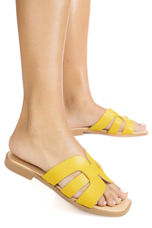 Papuci galbeni piele naturala 1sp1htj