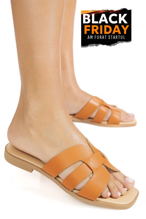 Papuci portocalii piele naturala 1sp1htj
