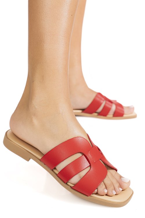 Papuci rosii piele naturala 1sp1htj