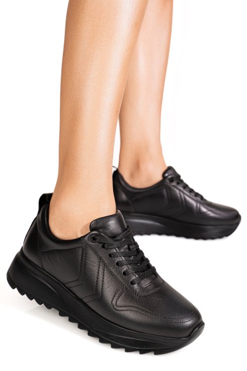 Pantofi sport negri piele naturala 4s77021