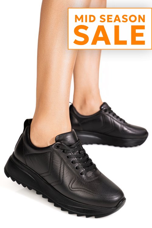 Pantofi sport negri piele naturala 4s77021