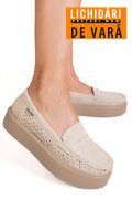 MOCASINI BEJ PIELE NATURALA INTOARSA GSP10A161