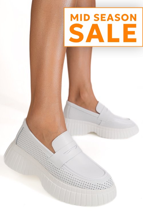 Mocasini albi piele naturala tpc60852