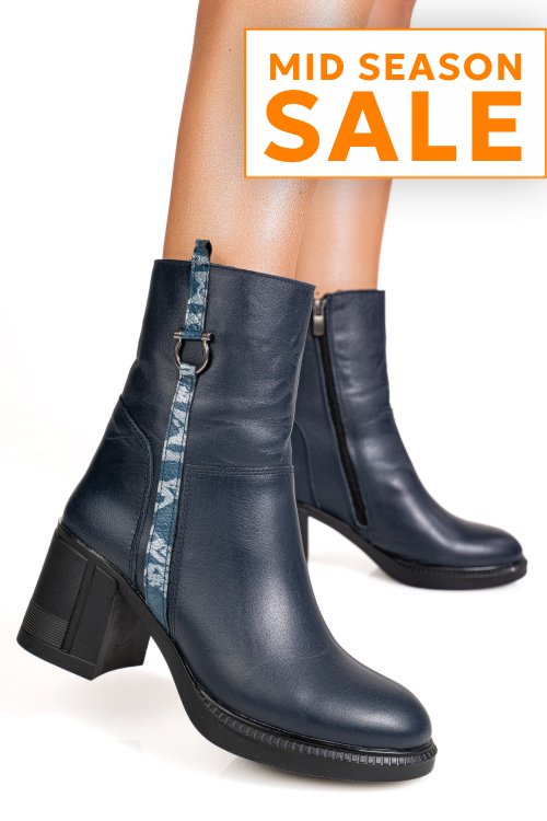 Botine bleumarin piele naturala apck9400