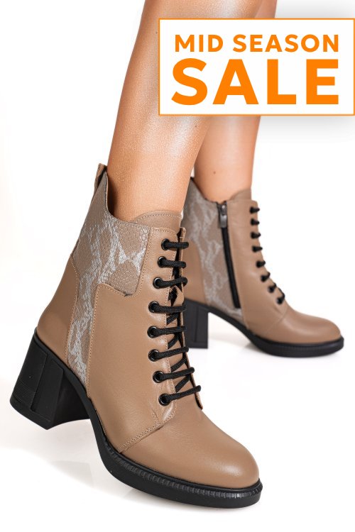 Botine bej piele naturala apck5800