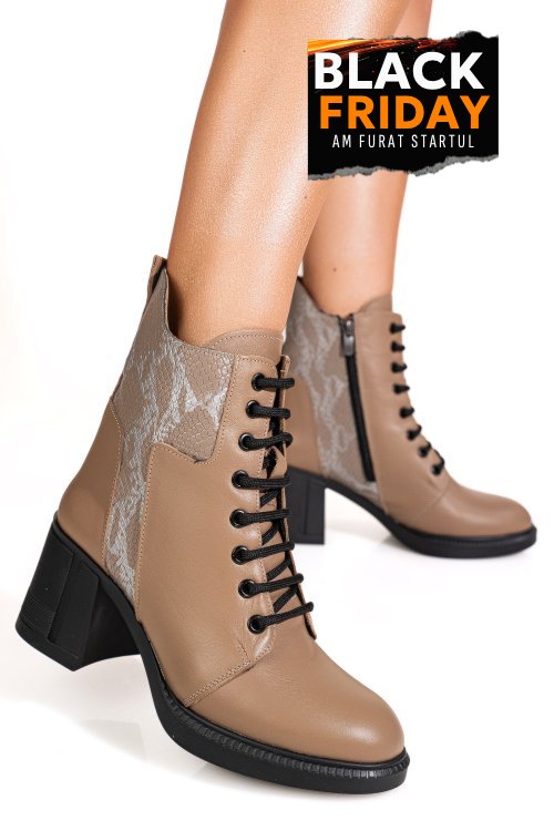Botine bej piele naturala apck5800
