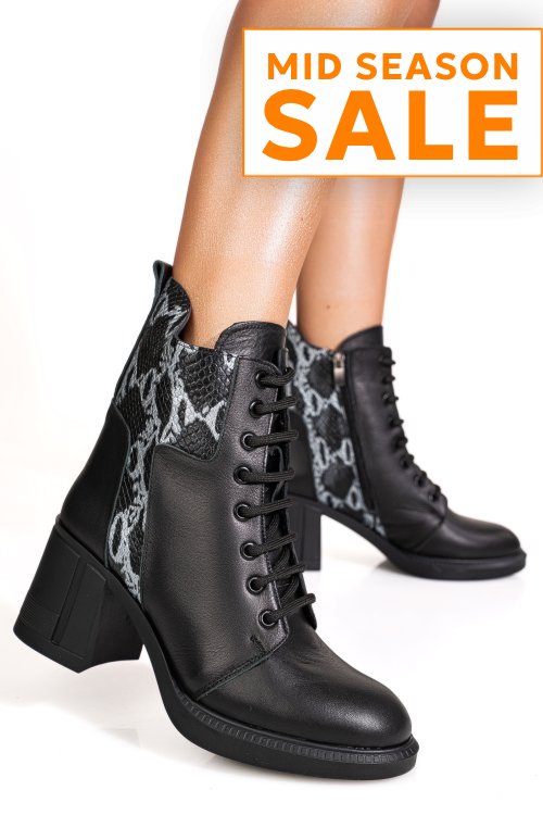 Botine negre piele naturala apck5800