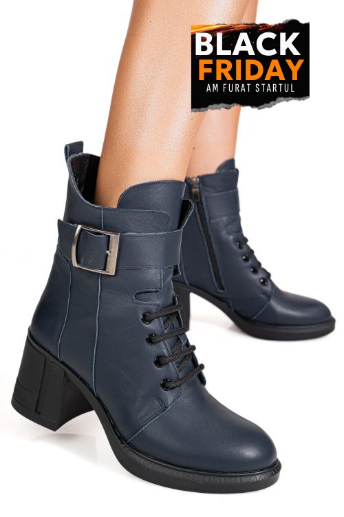 Botine bleumarin piele naturala apck7600