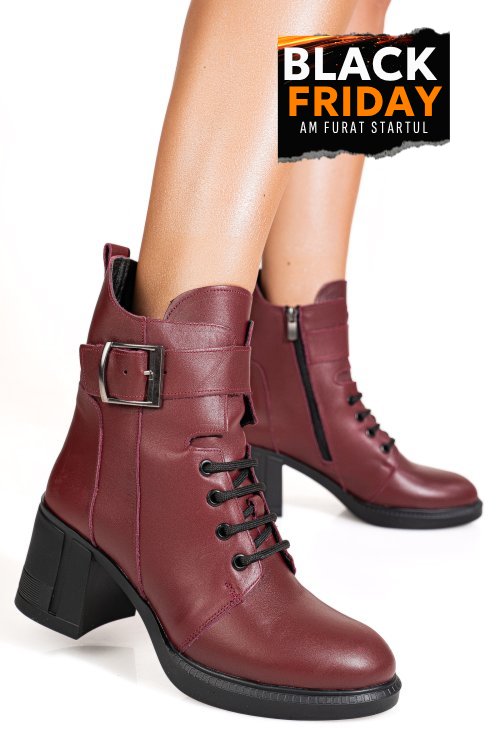 Botine visinii piele naturala apck7600