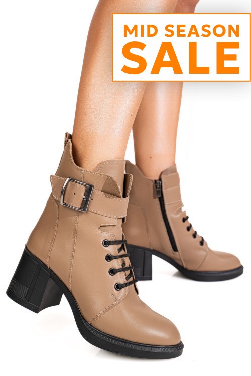 Ghete bej piele naturala apck7600