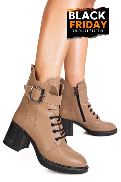 Ghete bej piele naturala apck7600